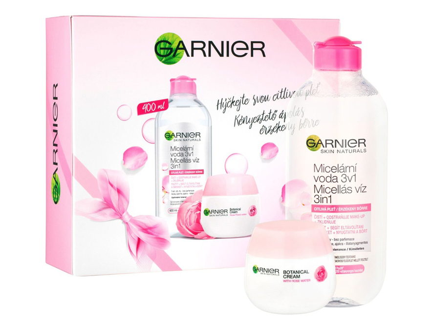 Garnier Skin Rose Sensitive micerální voda 400 ml + Botanical hydratační krém 50 ml